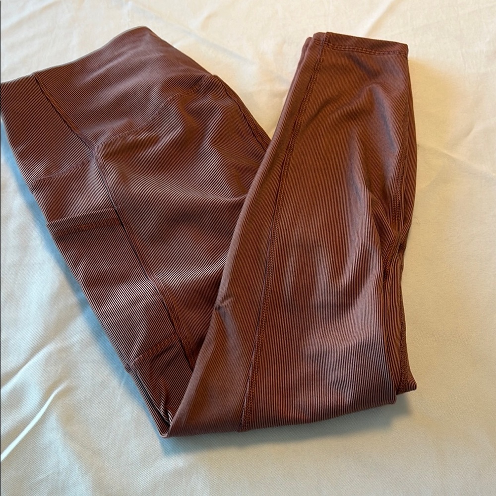 Burgundy/salmon pinstriped Leggings